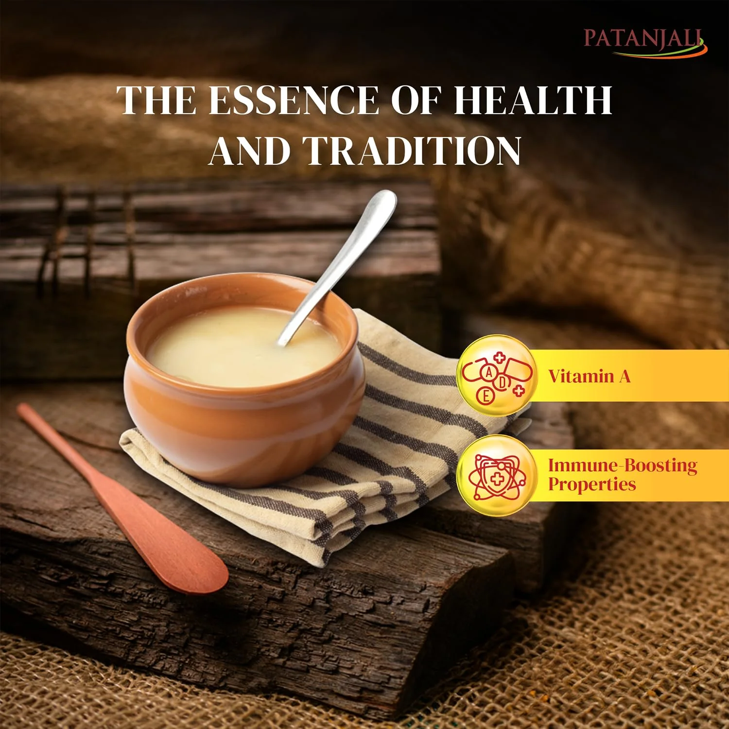 100% Natural Cow'S Ghee By Patanjali | High In Vitamins A, D & Healthy Desi Ghee Good For Parathe | (500ml) 16.9 Ounce | Box Pack - Image 4