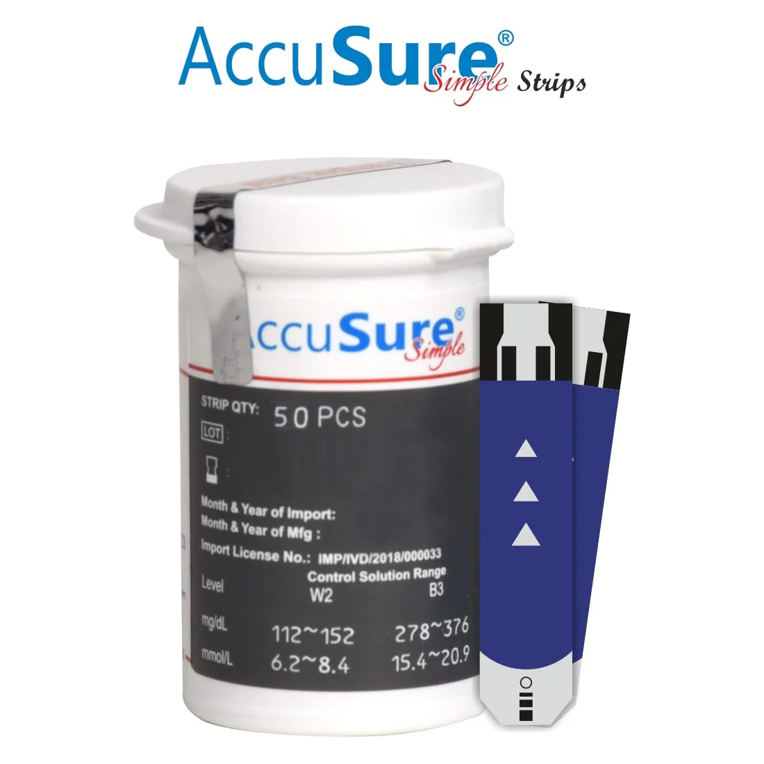 AccuSure Simple Blood Glucose Test Strip - (50 Strips) - Image 3