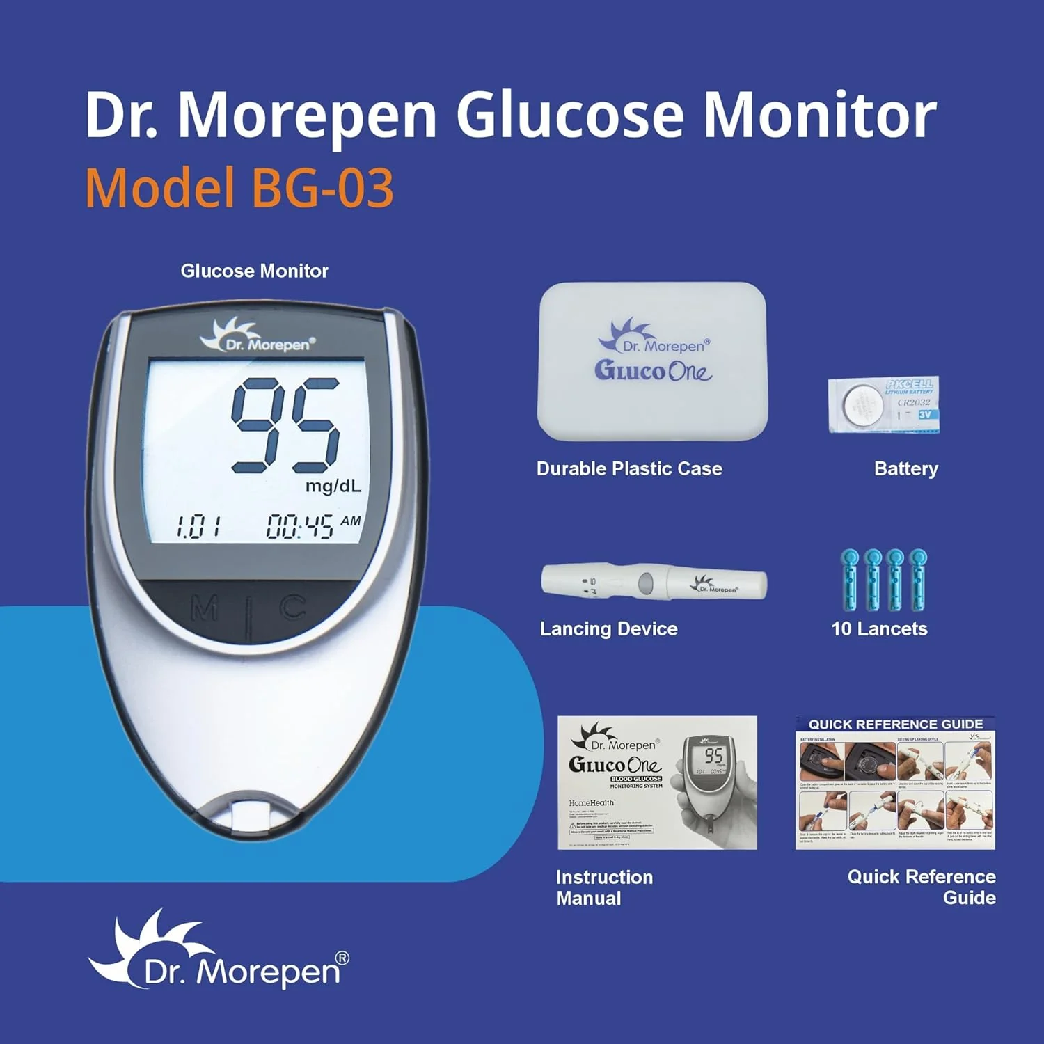 Dr. Morepen GlucoOne Blood Glucose Monitor Model BG 03 with 25 Strips - Image 4