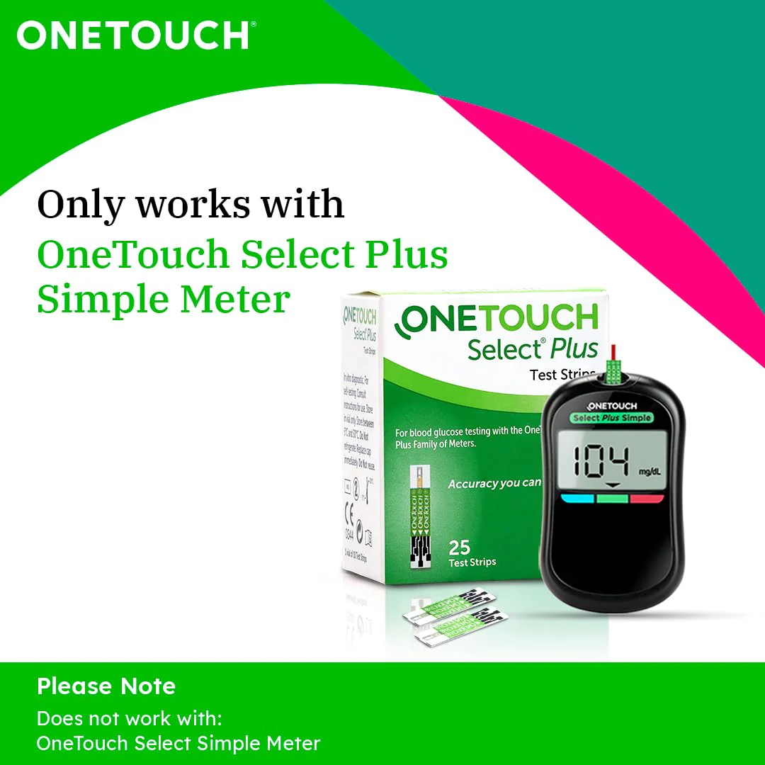 OneTouch Select Plus Test Strips - Pack of 25 Strips | Blood Sugar Test Machine Testing Strips | Global Iconic Brand | For use with OneTouch Select Plus Simple Glucometer - Image 4