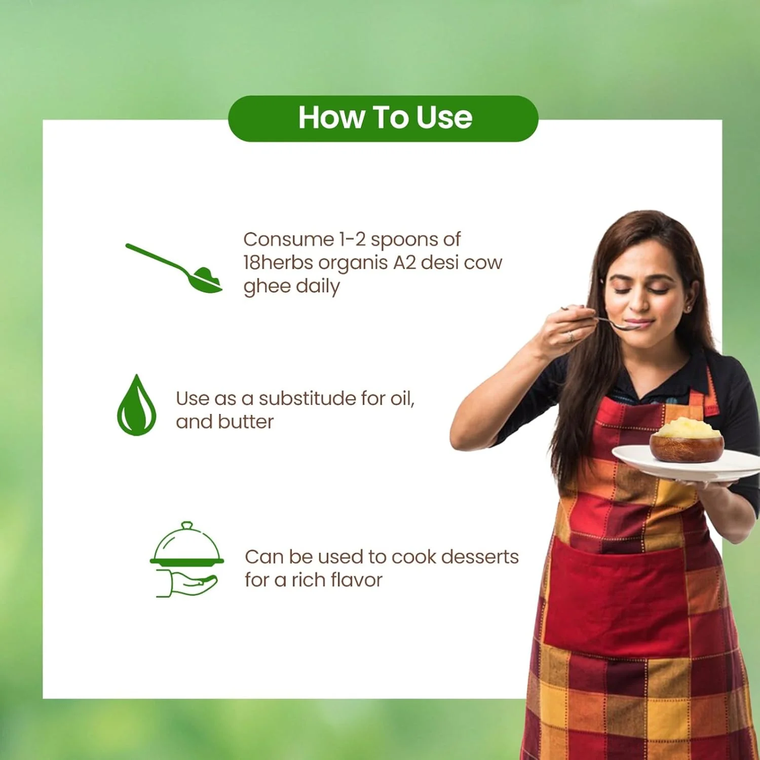 Organic A2 Desi Cow Ghee By 18 Herbs Organics Health With Herbs | Traditional Handmade Bilona Method Healthy Desi Cow Ghee Helps Nourish The Brain | (200ml) 6.7 Ounce | Jar Pack - Image 5