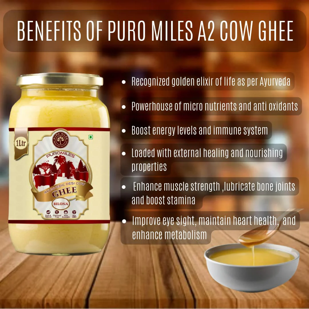 Organic Natural A2 Bilona Cow Desi Ghee By Puro Miles | Natural & Healthy Gir Cow Cultured Desi Ghee Perfect For Overall Health | (200ml) 6.7 Ounce | Jar Pack - Image 4