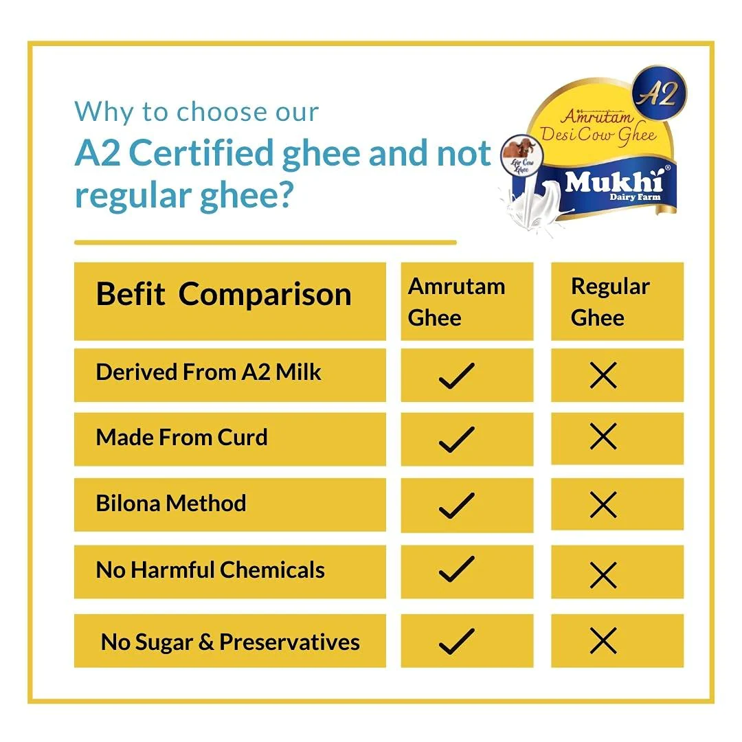 Pure Mukhia A2 Desi Cow Ghee By Amrutam | High In Protein Fiber Healthy & Nutrients Pure Desi Ghee Good For Boost Energy | 1 Litre (500ml * 2) 33.8 Ounce | Jar Pack - Image 4