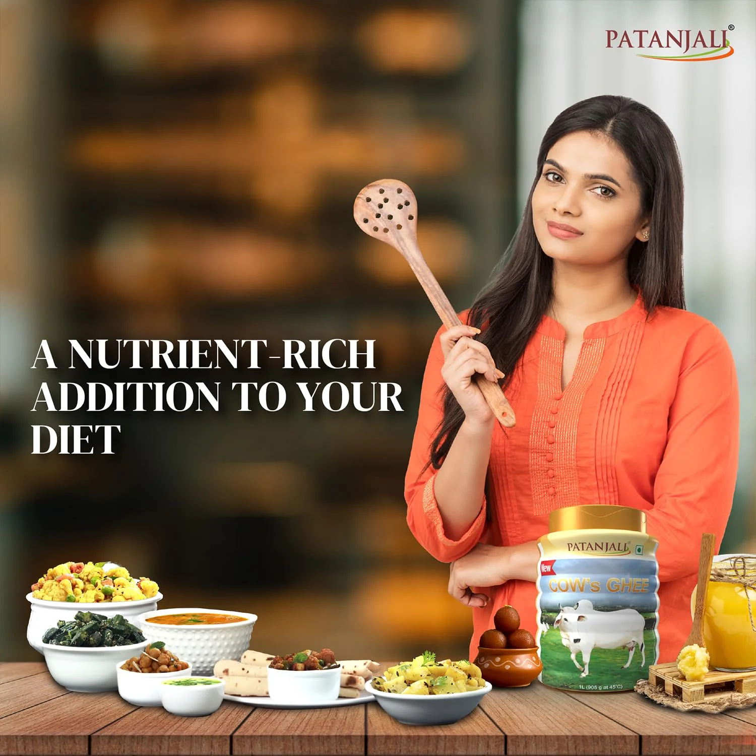 Pure Natural Danedar Cow Ghee By Patanjali | Rich In Nutrients & Vitamins A, D Healthy Desi Cow Ghee Good For Skincare | (1 Litr) 33.8 Ounce | Jar Pack - Image 4