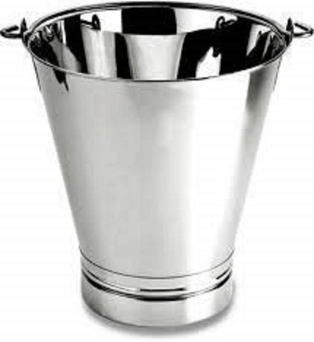 Silver Stainless Steel Bucket With Handle - 14 Liters | Multipurpose Balti With Handle For Kitchen Home - Non Joint & Leak Proof - Image 3